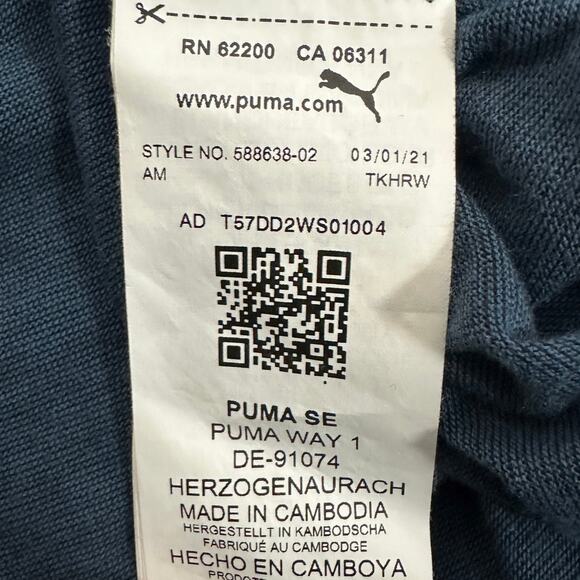 Puma Hooded Long Sleeve Shirt Mens M Navy Blue Lightweight Cotton Blend Athletic - Picture 5 of 5